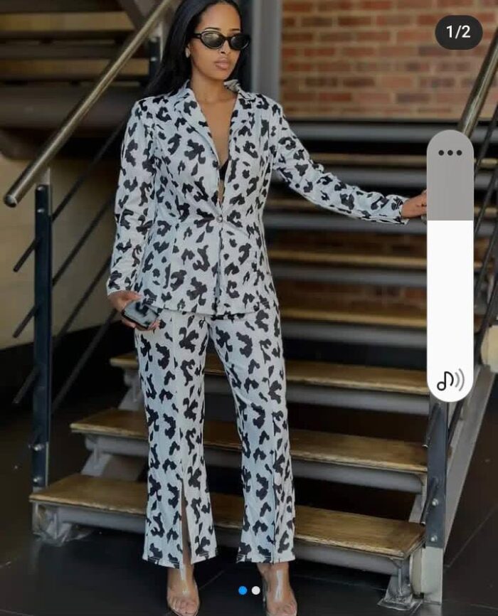 Cow Printed Two Piece Set (5324) - Image 2