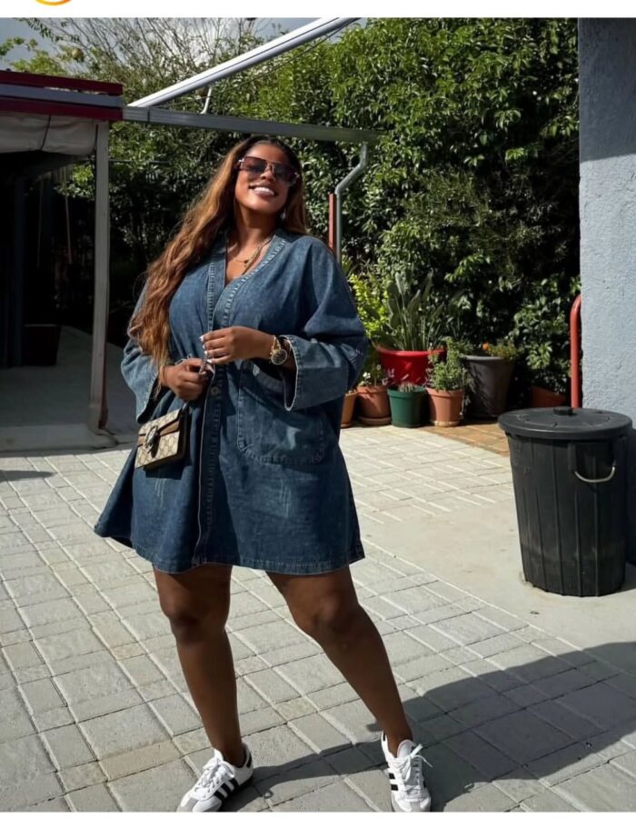 Elegant Denim Midi Dress (NK313) - Image 4